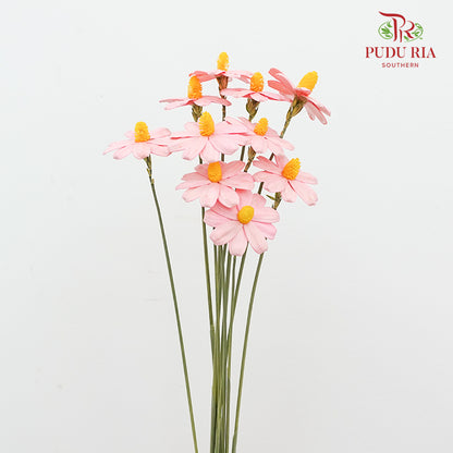 Dry Sunflower Seed Flower - Light Pink (Disk Flower Yellow)