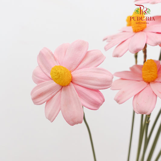 Dry Sunflower Seed Flower - Light Pink (Disk Flower Yellow)