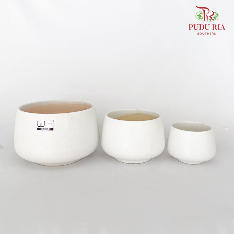 Java Pot White JBC-G22 Pearl White Pot - Wholesale flowers delivery in JB & Singapor ...