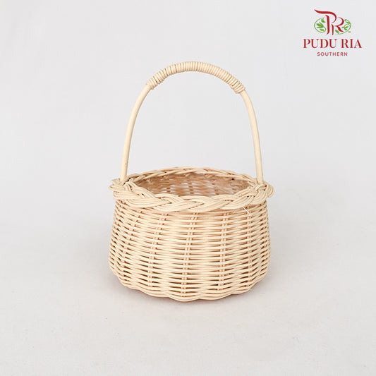 Floral Basket Round White/Beige - FBK001#5