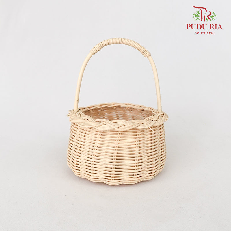 Floral Basket Round White/Beige - FBK001#5