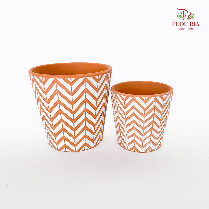 Ver Chevron Terracotta Pot