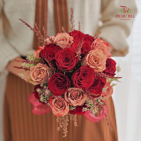 Red Rose & Cappuccino Wedding Bouquet