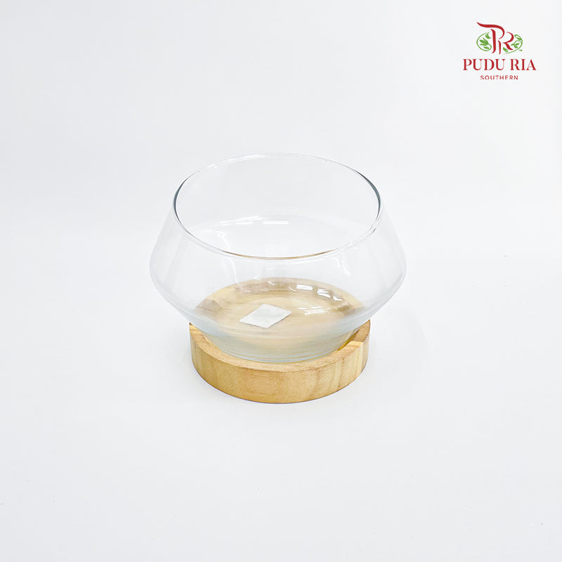 HS1812/36  Slanted Mouth Vase With Wooden Stand