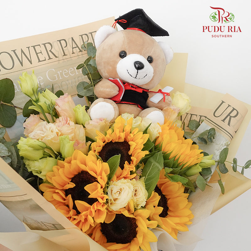 Graduation Bouquet (5 stems Sunflower) - Pudu Ria Florist Southern