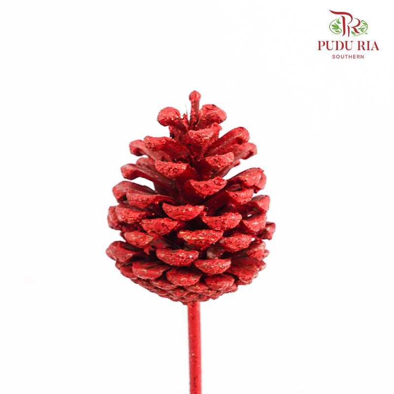 Xmas Pine Cone (Red) - per stems