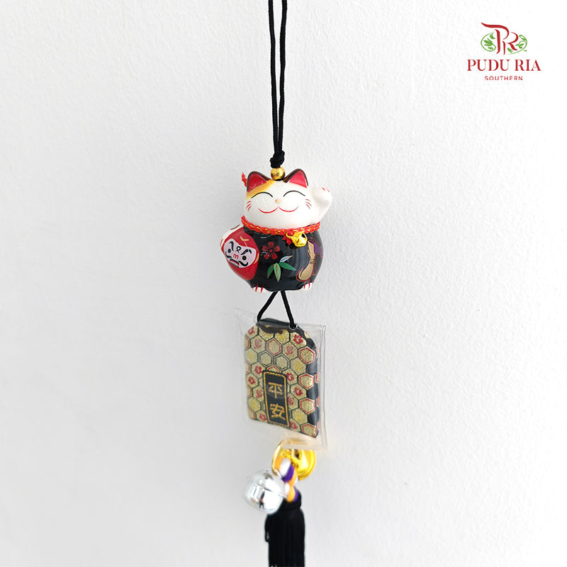2' Maneki Neko Pendant Black - FBA104#3