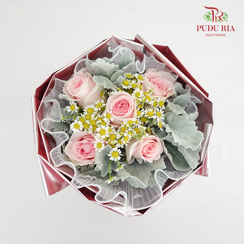 Pink Rose Bouquet (5stems) - Pudu Ria Florist Southern