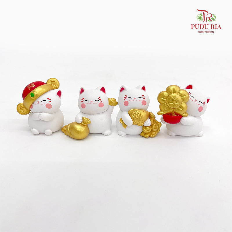 Gold Lucky Cat Miniature - 4 Pieces