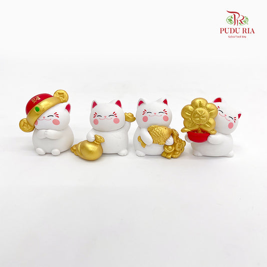 Gold Lucky Cat Miniature - 4 Pieces