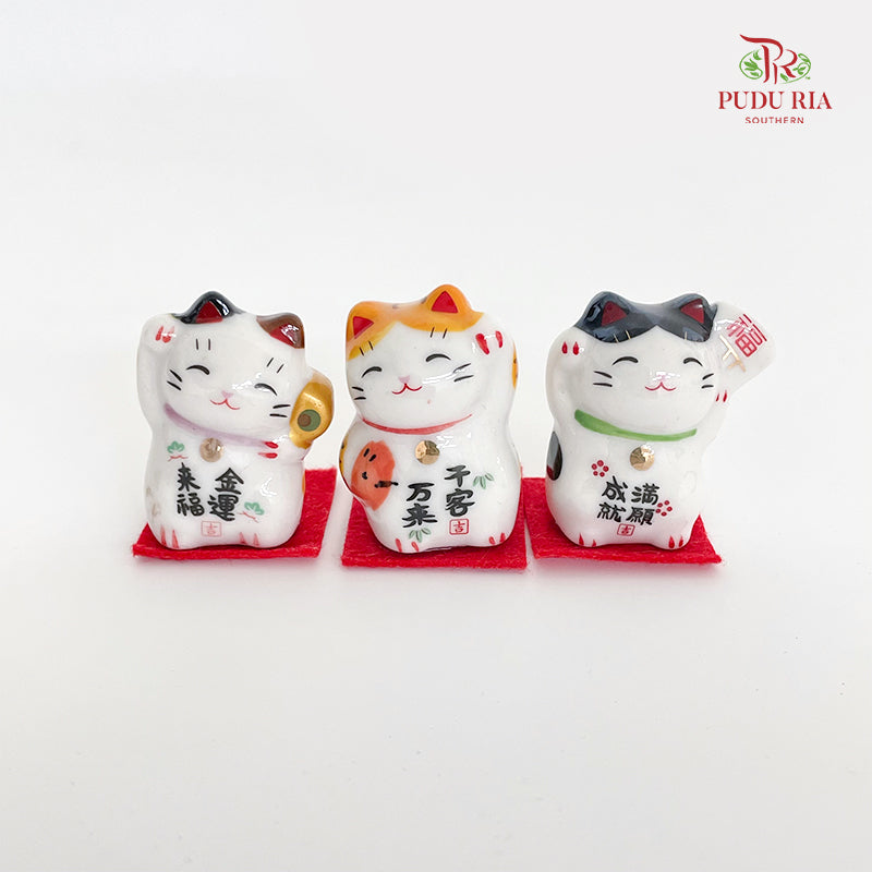 1.5' Mini Lucky Cat White - FBA131#1