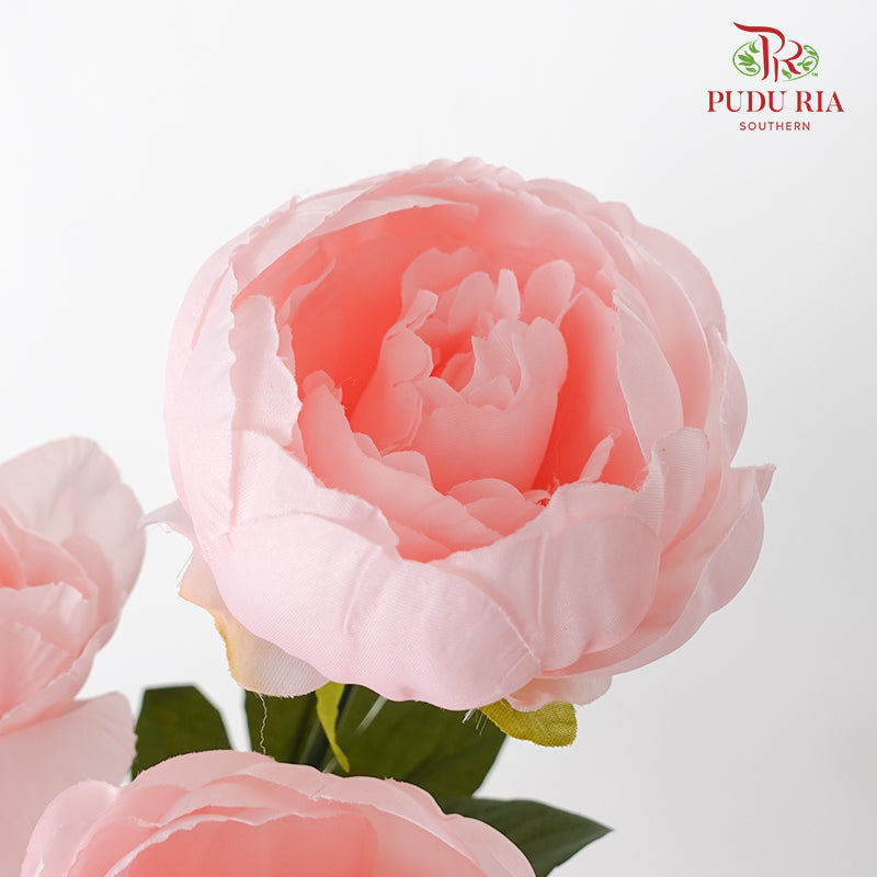 CNY Artificial Peony Bush 44cm - Soft Pink