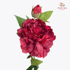 CNY Artificial Peony Spray 63cm Red - (5 Stems)