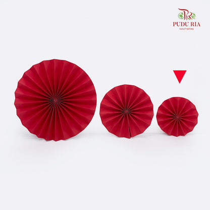 Red Paper Fan - 3 Pieces