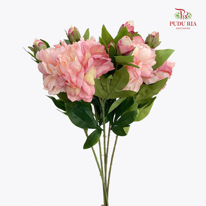 CNY Artificial Peony Spray 63cm Soft Pink - (5 Stems)