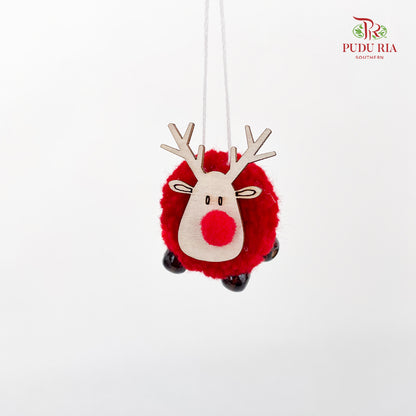 Fuzzy Reindeer Hanging Ornaments