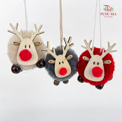 Fuzzy Reindeer Hanging Ornaments