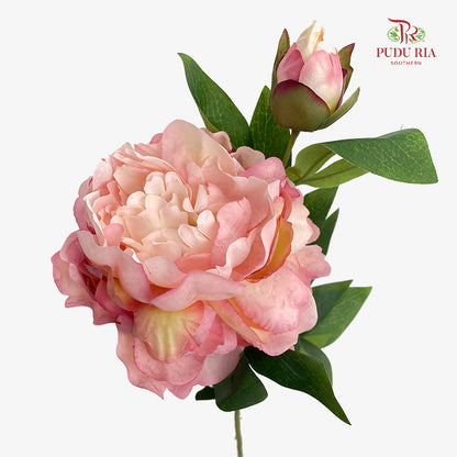 CNY Artificial Peony Spray 63cm Soft Pink - (5 Stems)