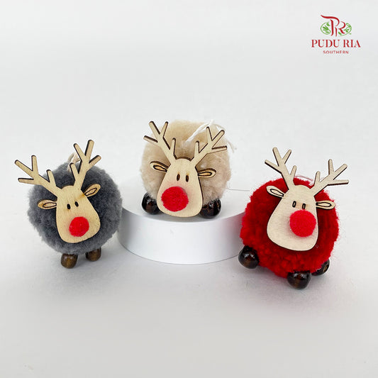 Fuzzy Reindeer Hanging Ornaments