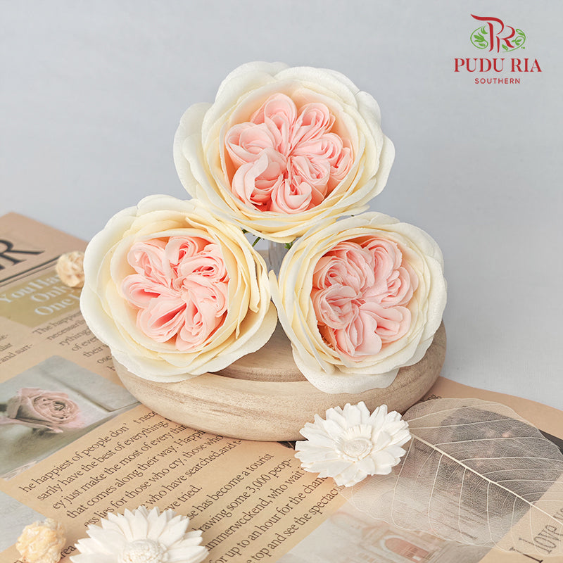 16 Bloom Austin Soap Flower Baby Pink & Yellow - FBA088#5
