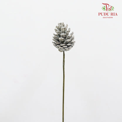 Xmas Pine Cone (Silver) - per stems