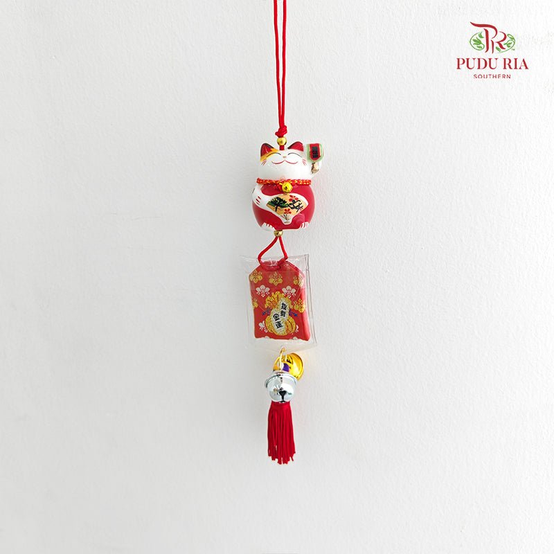 2` Maneki Neko Pendant Red - FBA104#4