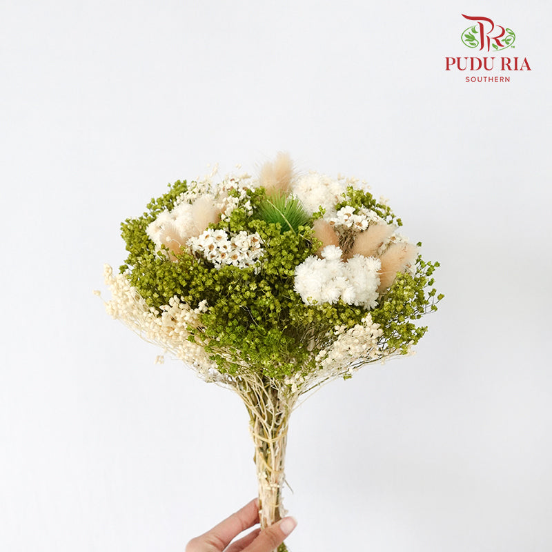 Dry Bouquet - White And Green - Pudu Ria Florist Southern