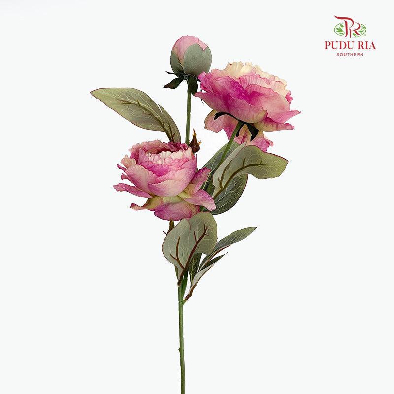CNY Artificial Peony Spray 68cm Purple - (5 Stems)