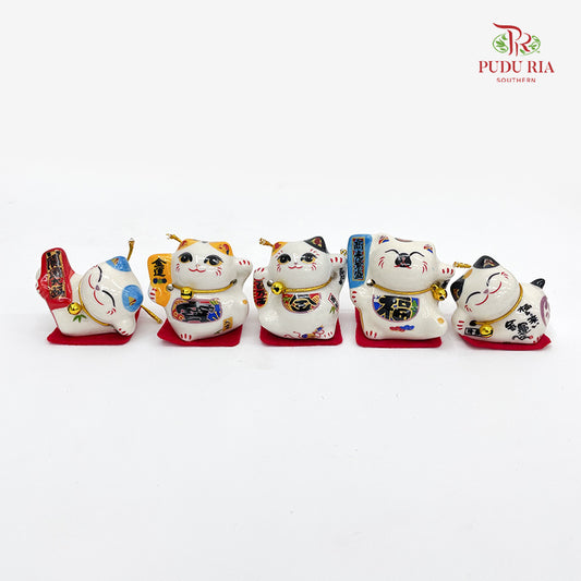 1.5` Mini Lucky Cat White - FBA129#1