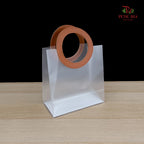 Frosted PVC Bag With Round Leather Handle - FBA116