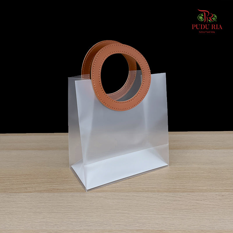 Frosted PVC Bag With Round Leather Handle - FBA116