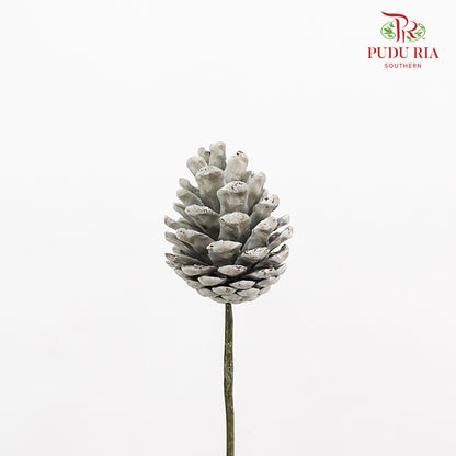 Xmas Pine Cone (Silver) - per stems