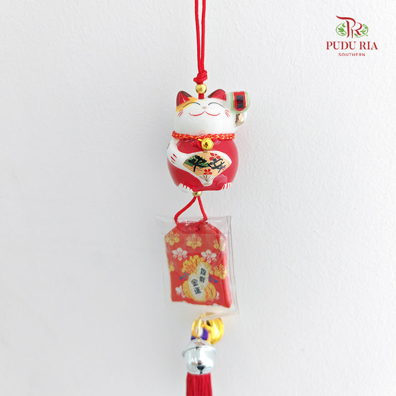 2` Maneki Neko Pendant Red - FBA104#4