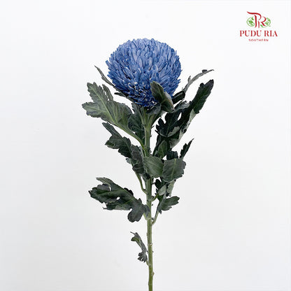 Peony Chrysanthemum Dyed Slate Blue - (5 Stems)