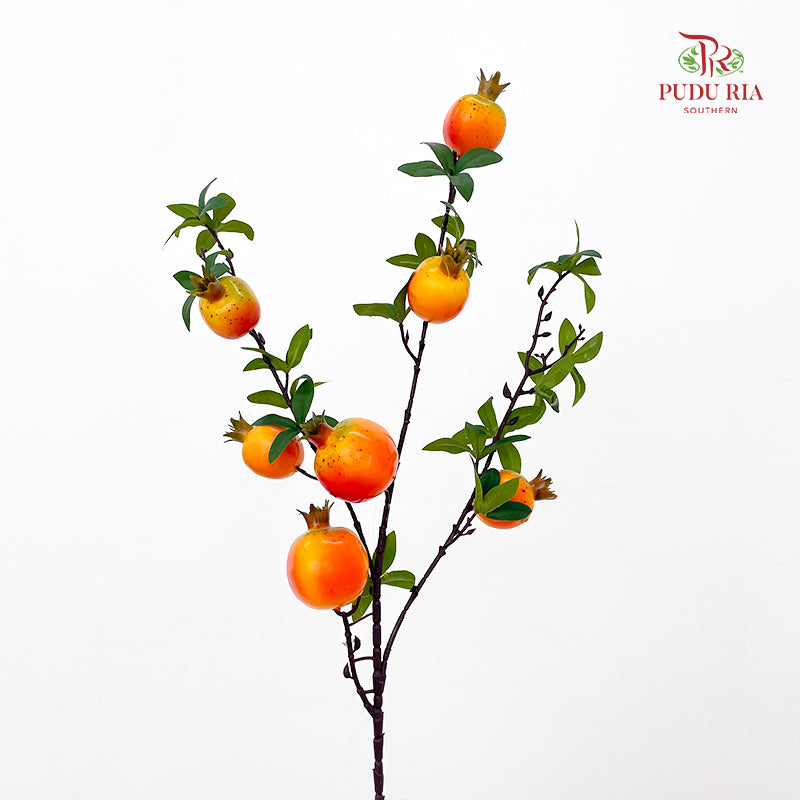Artificial Pomegranate 7 Nodes - Light Orange (Per Stem)