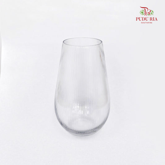 Striped Glass Vase - Clear