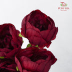 CNY Artificial Peony Bush 44cm - Maroon