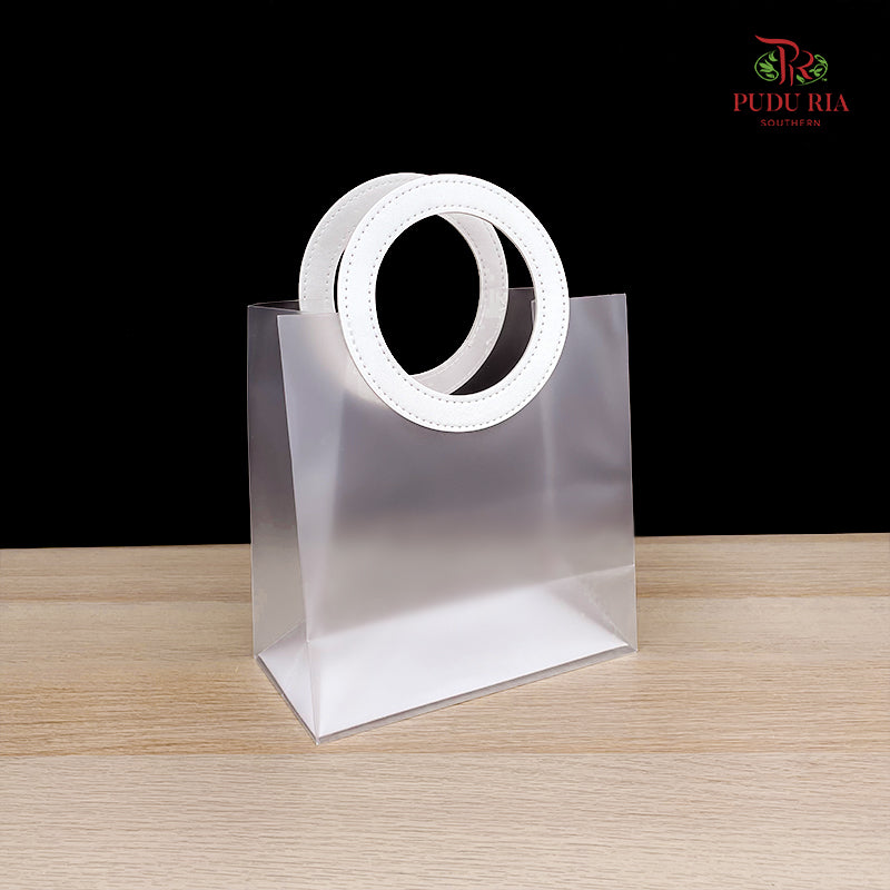 Frosted PVC Bag With Round Leather Handle - FBA116