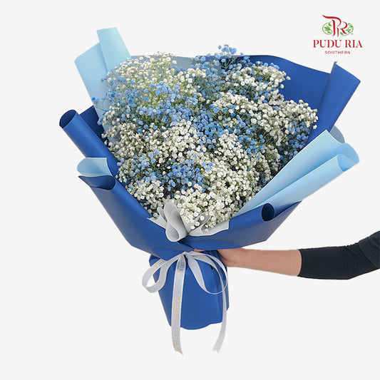 Baby Breath White/Blue Bouquet