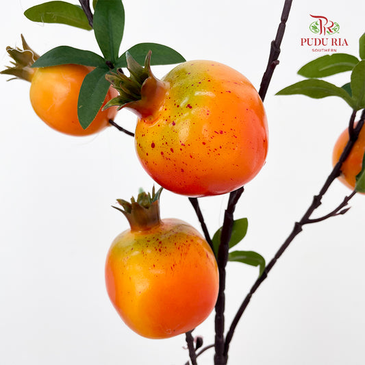 Artificial Pomegranate 7 Nodes - Light Orange (Per Stem)