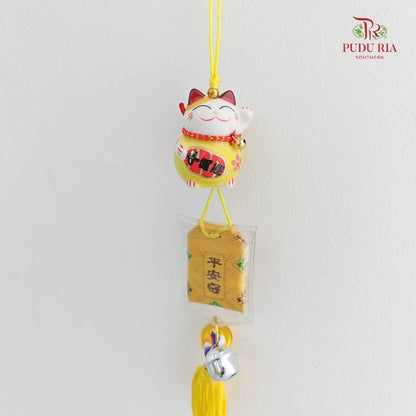 2` Maneki Neko Pendant Yellow - FBA104#1