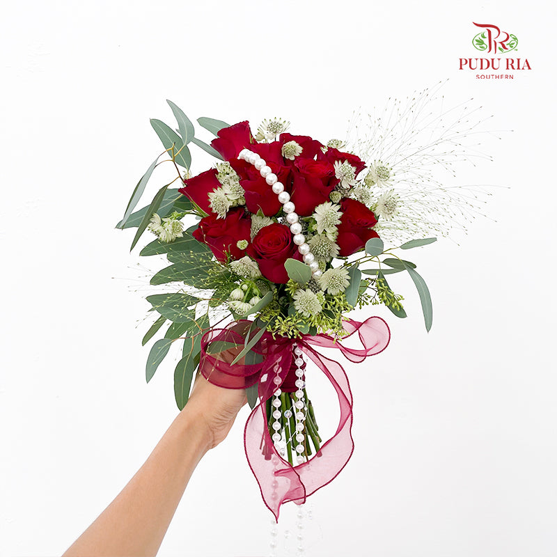 Red Rose Wedding Bouquet (10 Stems)
