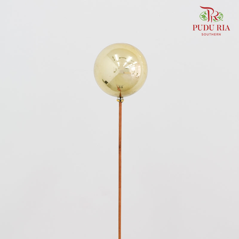 Stick Xmas Deco (Gold Bauble) - per stems