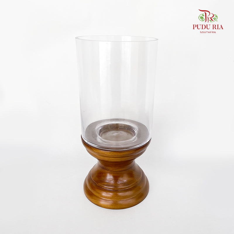 276739W Glass Jar Vase With Wood Stand