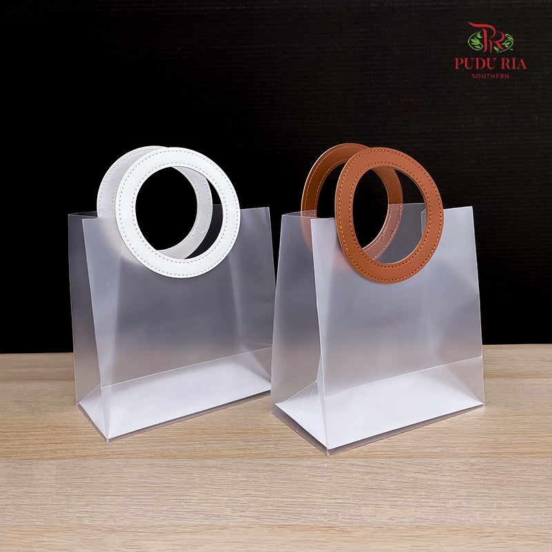 Frosted PVC Bag With Round Leather Handle - FBA116