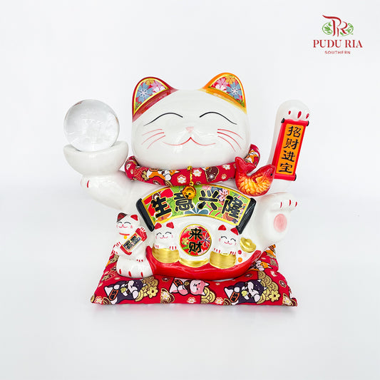 10' Lucky Cat (Swing) Crystal Ball Sheng Yi Xing Long - FBA136#2