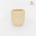 White Clay Pot With Tray - Geometric