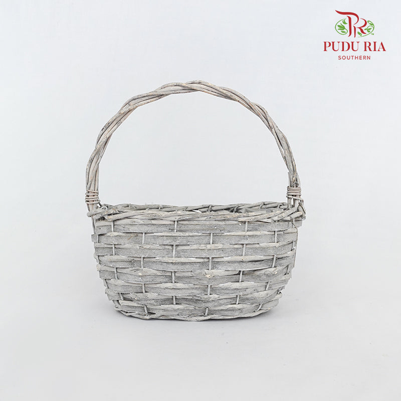 Small Rectangle White Basket  - LR0130 (Grey)