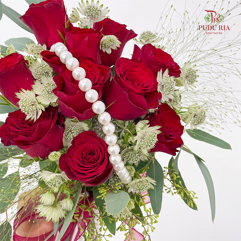 Red Rose Wedding Bouquet (10 Stems)