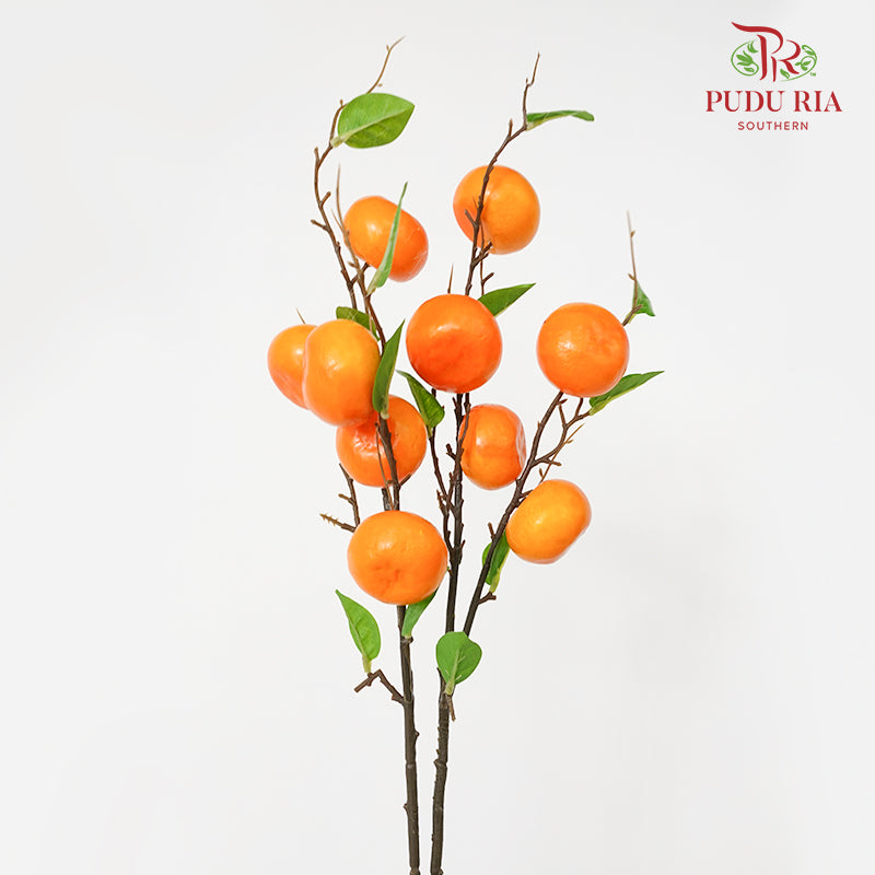 CNY Artificial Tangerine Spray 80cm - Orange (2 Stems)